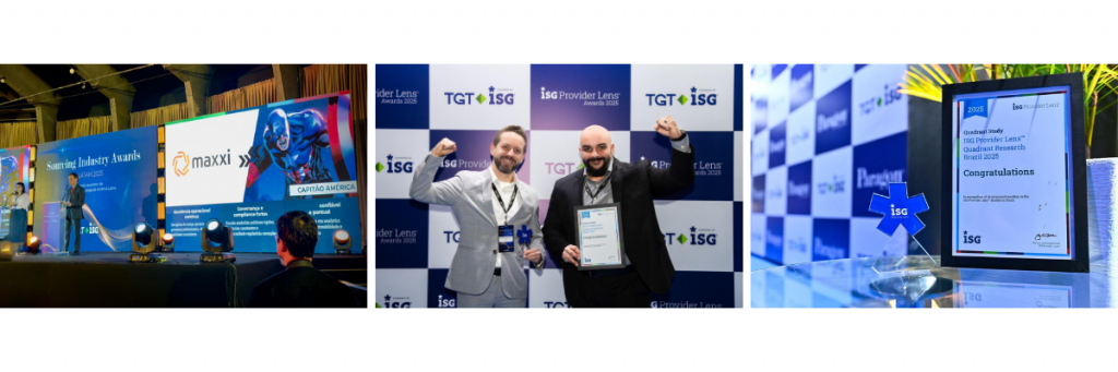 Equipe da Maxxi no Paragon Awards com o certificado ISG Provider Lens 2025
